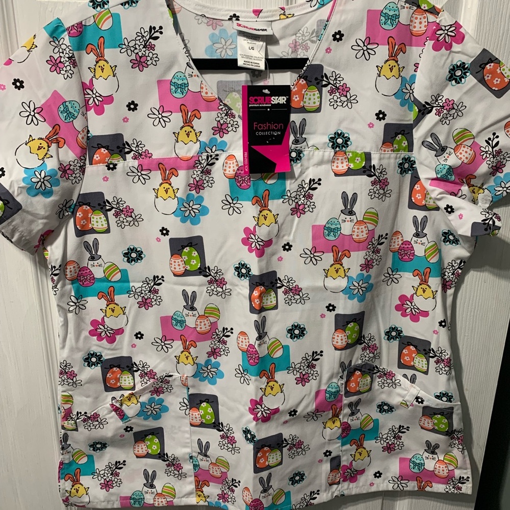 NWT Easter scrub top